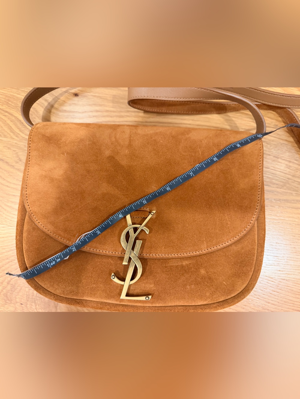 Saint Laurent Kaia Medium suede shoulder bag in cinnamon suede - Picture 9 of 11